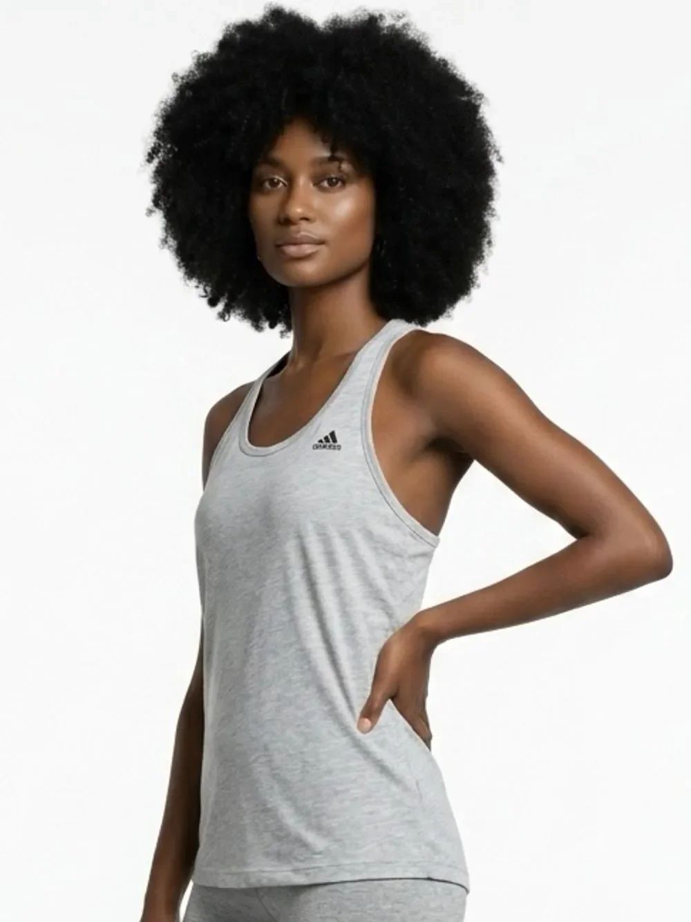 ADIDAS | Ultimate 2.0 Scoopneck Racerback Tank Top Gray Black Logo Women’s XL